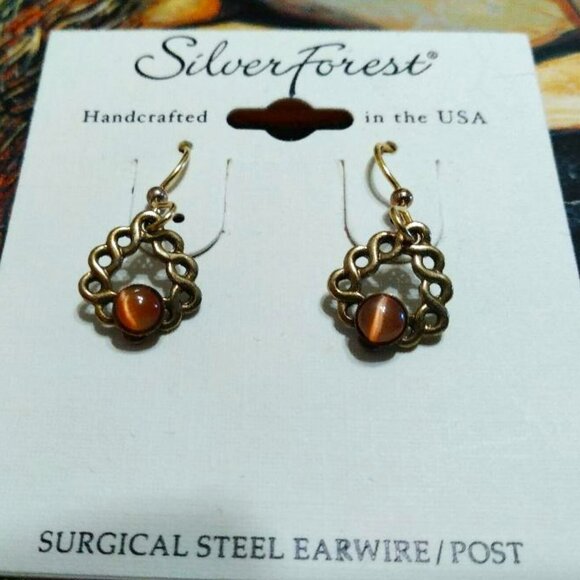 Open Twist Gold Tone Dangle Earrings - Picture 2 of 2